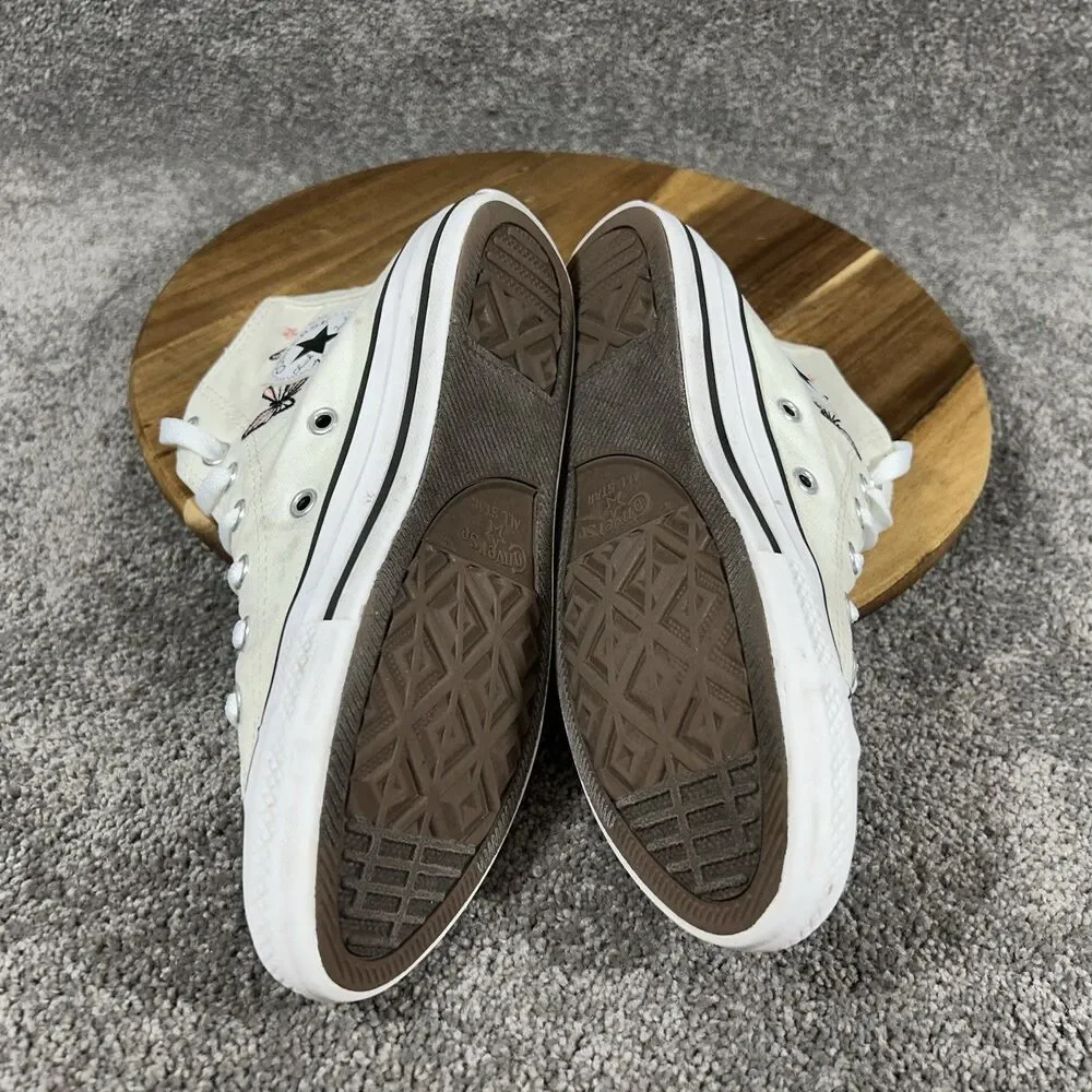 Converse Chuck Taylor All Star A08739F Kids Size 2 White Butterfly Shoes Used